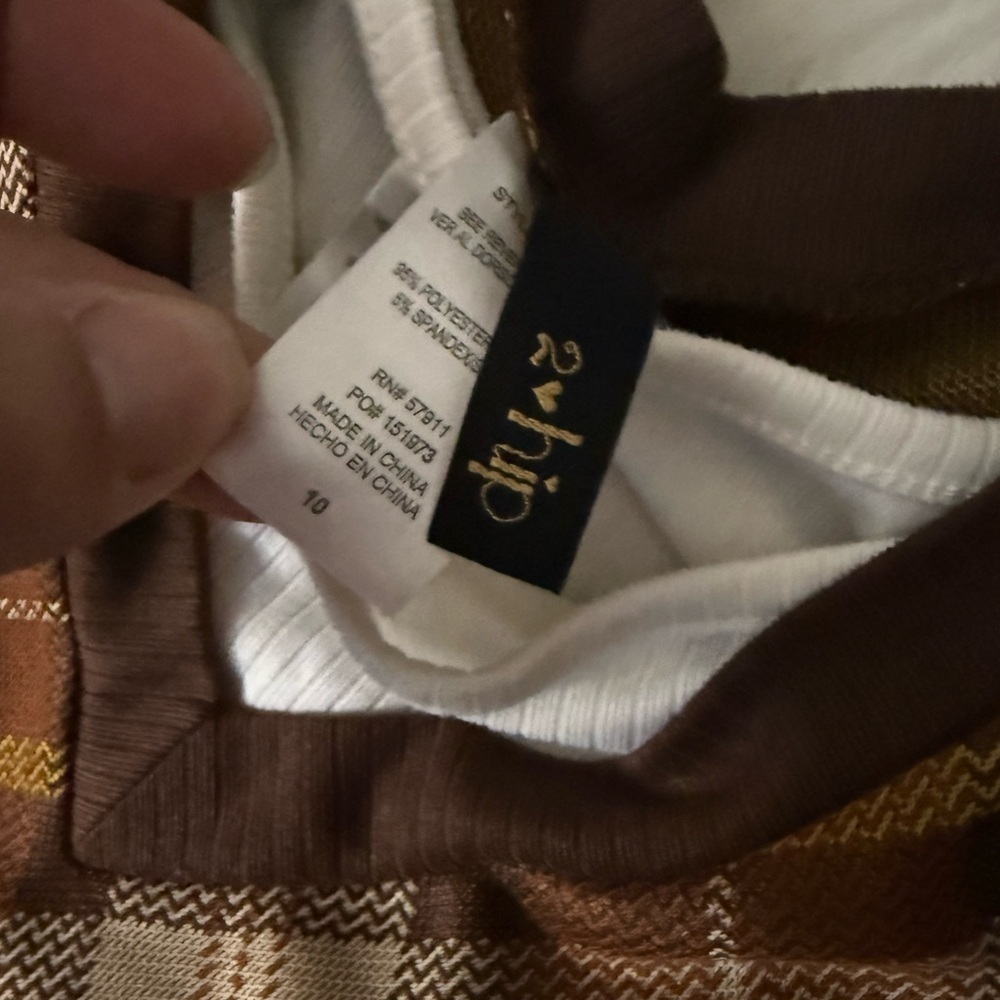 Girls Brown Plaid Pinafore Dress with Cream Top - Picture 3 of 4